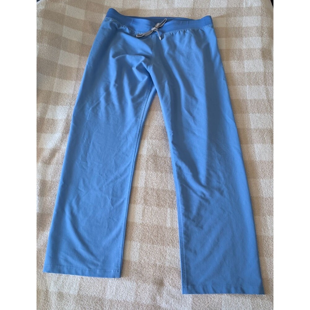 Figs Technical Livingston Straight-Leg Scrub Pant L Ceil Blue Drawstring Medical